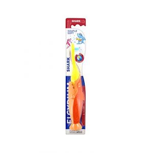 ELGYDIUM Shark 2&ndash;6 Ans Vieux Brosse &agrave; dents souple &ndash; Orange et Jaune (Cocooncenter, neuf)