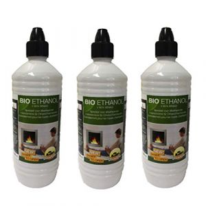 Lot de 3 bouteilles de 1 l de cheminée au gel éthanol Cheminée murale Gel bioéthanol (Provantis EU, neuf)