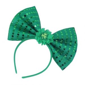 Guaber Bandeau de leprechaun irlandais avec n&oelig;ud scintillant - Accessoire de f&ecirc;te - Bandeau tr&egrave;fle irlandais (QInyumz, neuf)