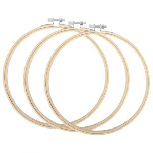 TOKERD 3 pi&egrave;ces 25cm Cercle &agrave; Broder Bambou Anneau de Broderie Bois R&eacute;glable Cerceaux de Broderie Rond Cross Stitch Hoop Set Cercle de Broderie pour DIY Arts, Artisanat Cr&eacute;atifs D&eacute;coration (TSKD-FR, neuf)