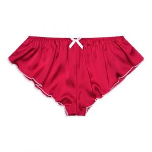 Satini Satin Taille Basse Élévation Culotte à Cannelures à la Française efféminé Slips Culottes sous-vêtements (Rouge - Blanc, M) (BlackButterfly Clothing, neuf)