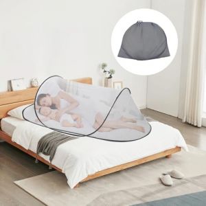 Moustiquaire De Voyage Pop Up 200 x 80 x 56 cm, Tente Portable De Voyage Pliable, Moustiquaire Voyage avec Fond en Filet, pour Lit Simple, Camping, pour Eviter Efficacement Les Moustiques (JINGSHU, neuf)