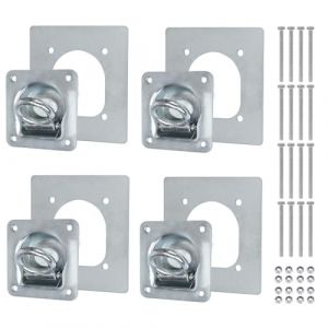 EXLECO 4pcs Anneau D'arrimage pour Remorque, Anneaux de Remorque Cavit&eacute;s D'arrimage avec Contre-Plaques et Vis, &OElig;illets Arrimage Galvanis&eacute;s Anneau Arrimage Encastrable 800 daN Accessoire Remorque (ZLH2019, neuf)