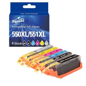 Superprint 550 551 XL Cartouches d'encre compatibles avec Canon PGI-550 CLI-551 pour PIXMA MG5450 5550 5650 6350 6450 6650 7150 7550 MX725 MX925 iP7250 iP87500. iX6850 (lot de 6, avec puce) (My Image Office, neuf)