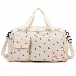 Sac de Voyage Pliable Grande Capacité, Sac de Sport Femme avec Compartiment à Chaussures et Poches Humides Imperméables, 20-35L (Beige) (fuleitong, neuf)