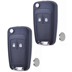 ANGOFIZ Coque Cl&eacute; 2 Boutons Pliable Compatible avec Opel Vauxhall Astra Zafira Mokka Corsa Orlando Insignia Meriva Vectra Chevrolet Aveo Matiz Cruze Captiva Spark Trax + Pile (2) (ANGOFIZ, neuf)