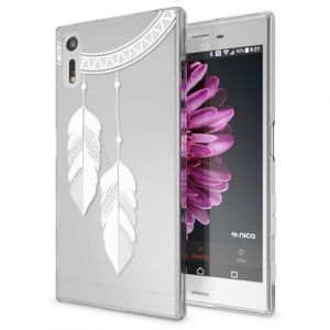 NALIA Coque Protection Compatible avec Sony Xperia XZ, Motif Housse Silicone Premium Case Smart-Phone Back-Cover Ultra-Fine Souple Gel Slim Anti-Choc Bumper Mince Etui, Designs:Chain Feathers (BF-Commerce GmbH, neuf)