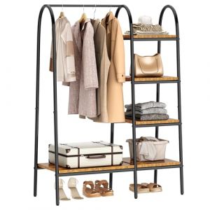 SogesHome Portant à vêtements en Métal avec Étagères Penderie Ouverte Design Meuble de Rangement pour Chambre, Entrée ou Studio, 100 x 40 x 151 cm (NSD-Family, neuf)