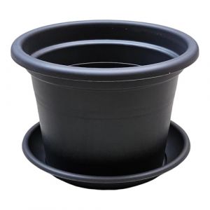 teramico Lot de 4 Pots de Fleurs Ronds en Plastique avec Soucoupe - Diff&eacute;rentes Tailles - Anthracite, Terre Cuite et Taupe - Diam&egrave;tre : 20 cm (Teramico, neuf)