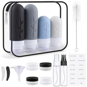 Zosenyer Flacons Voyage Silicone, 16 Pièces Accessoires de Voyage, Kit Complet de Récipients pour Shampoing, Lotion et Cosmétiques, Avion Cabine (Noir) (Zosenyer Kft, neuf)