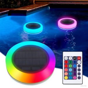 Lumiere Piscine Flottante avec Télécommande, Lampe Piscines Etanche IP68, Lampe Piscine Flottante Étanche, Éclairage Piscine Submersible Coloré, Lumière Baignoire pour Bain, Spa (A) (Gerbala Trading Kft., neuf)