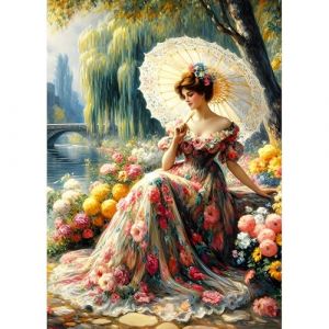 DPHERO 5D Princesse Diamond Painting Kits, DIY Dame Vintage Art du Diamant Painting Kit Complet, Fleurs Broderie Kits de Peinture sur Diamant Point de Croix Painting pour Adultes Débutants 30x40 cm (DPHERO Direct, neuf)