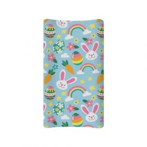 BYCHECAR Housse de matelas &agrave; langer douce et respirante avec lapin de P&acirc;ques pour filles - Bleu (BYCHECAR, neuf)
