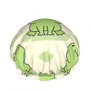 Bonnet de douche grande grenouille verte mignonne bonnets de bain bonnet de cheveux portable grâce bonnet de douche étanche réglable pour salle de bain baignoire spa de bain (DoubleShopShow, neuf)
