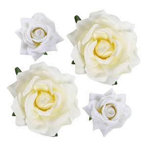 Lot de 4 pinces à cheveux en forme de rose, épingles à cheveux en tissu, style mexicain, pour femme, fille, mariage, fête des mères (2 tailles) (blanc) (hongwuzhenxiaodianpu, neuf)