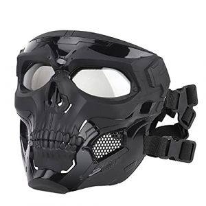 ACEXIER Tactical Airsoft Mask, Masques complets crâne Squelette avec Lunettes résistant aux Chocs armée Ventilateurs Fournitures Chasse Paintball Masques pour Moto Cyclisme randonnée Masque Militaire (BOXUN-FR, neuf)