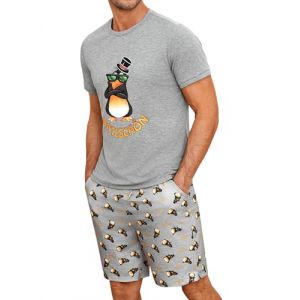 Demegimi Pyjama Homme Été Coton Humour Ensemble de Pyjama Homme Court Manches Courtes Vêtements de Nuit Rigolo Deux Pièces Légers Loungewear (FUZHOUXUANHE-EU, neuf)