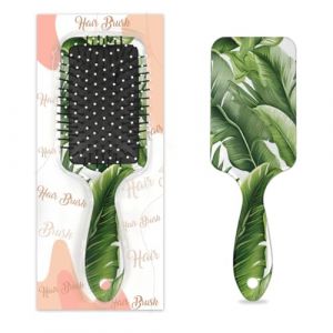 Entemne Brosse &agrave; cheveux pour femmes, hommes, filles, gar&ccedil;ons, feuilles de bananier, vert tropical, brosse de massage pour cuir chevelu, peigne &agrave; coussin d'air pour cheveux humides et secs d&eacute;m&ecirc;lant (HHengY, neuf)