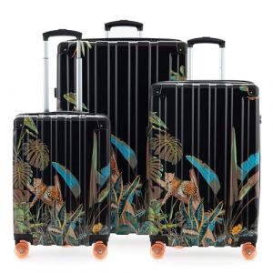 Hauptstadtkoffer Q-Damm &ndash; Ensemble de 3 valises rigides 4 Roues, Trolleys &agrave; Coque Rigide Tailles: Cabine + Moyenne + Grande, Polycarbonate/ABS, TSA, Design L&eacute;opard (Sagenta GmbH, neuf)
