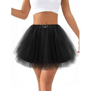 CHONGQILAO Jupe en Tulle Femme, R&eacute;tro Jupe Tulle Ballet Tutu Danse Classique, Jupes Tutu R&eacute;tro Ann&eacute;es 80, Taille &Eacute;lastique Jupette Danse Classique pour Femme pour Carnaval, Halloween, Cosplay, Danse (HB ELECTRONICS LIMITED, neuf)