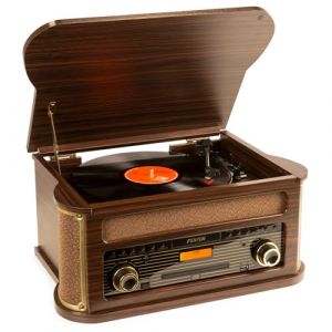 Fenton Memphis Platine Vinyle Bluetooth Dab/FM - Bois Fonc&eacute;, Lecteur CD/Cassette, MP3, Port USB Lecture et Enregistrement, Prise Casque, Id&eacute;al pour D&eacute;corer Votre Int&eacute;rieur et &Eacute;couter Vos Musiques (Sono Mat&eacute;riel, neuf)