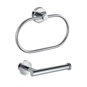 Anneau Porte-Papier/Serviette, Eolax Chrom&eacute; Accessoires de Salle de Bains, Porte-Rouleau Perfor&eacute; et Porte-Serviette en Aen Acier Inoxydable, Fixation Murale, 2 Pi&egrave;ces (Eolax Direct, neuf)