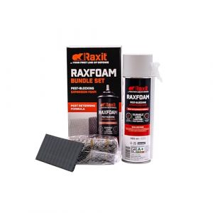 Raxit | Raxfoam 500 ML Kit | Mousse Polyuréthane Expansive Anti-Rongeurs | Joint et Grillage INOX Inclus | Bombe Mousse PU Anti-Souris | Barrière Durable Contre Rats et Autres Nuisibles (B.S.P. Service & Products B.V., neuf)