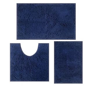 COMPOLICY Ensemble de tapis de bain 3 pi&egrave;ces - Ensemble de tapis de bain doux avec surface antid&eacute;rapante, tapis de bain en chenille absorbants pour salle de bain, toilettes et douche - Lavable en (longhuadianzi, neuf)