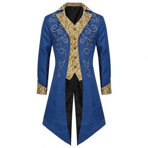 Costume de cowboy pour homme, chemise steampunk blanche, v&ecirc;tements m&eacute;di&eacute;vaux, festif, vintage, veste de marin, costume m&eacute;di&eacute;val, cosplay pour homme, carnaval (Hanyy, neuf)