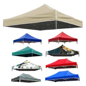 Toile de Rechange pour pavillon tonnelle Tente Toit de Remplacement Gazebo de Jardin Tissu Polyester Haute densité, Anti-UV 50+ pour Jardin, Terrasse, Marché Pavillon (Beige,2X2M(6.5'x6.5')) (LFUK3, neuf)