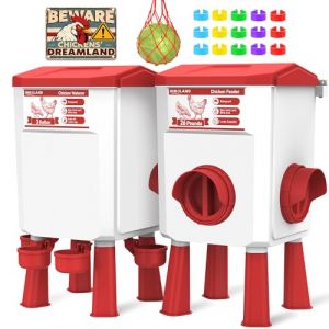 Mangeoire Poules et Abreuvoir Poules Automatique – 12 Kg / 11 L, Mangeoire Poule Anti Nuisible 4 Coupelles & 3 Ports d’Alimentation, Distributeur de Nourriture Anti-Gaspillage (Innoland Tech, neuf)