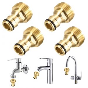 4 Pièces Connecteur De Robinet en Laiton Jardin, Rapide Connecteurs pour Tuyau d’arrosage, pour mitigeur, Adaptateur de Tuyau, Adaptateur De Robinet Fileté d'eau (Freda-EU, neuf)