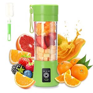 Blender Portable,Mini Blender Smoothie pour shakes et smoothies,Mini Mixeur 380ml avec 6 Lames en 3D,USB Presse Agrume Electrique Presse Jus Pour la Maison, l'ext&eacute;rieur et les Voyages (Vert) (weiai eu, neuf)