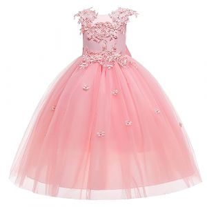 LOLANTA Robe Fille Ceremonie Mariage, Tenue Demoiselle d'honneur Fille, Robe Rose/Blanc/Bleu en Tulle pour Enfants, 5-6 Ans, Rose, Tag 120 (LOLANTA, neuf)
