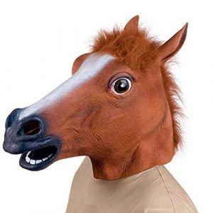Mrisata Masque en Caoutchouc à Tête de Cheval, Halloween Brown Horse Horse Chorse Bandband Band Band, Fun Latex Horse Face Performance Performas, Adult Children's Funny Animal Head (Brun) (Qianyangzi, neuf)