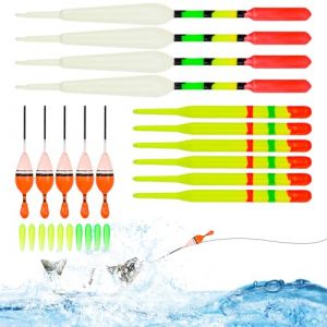 Kleemeiero 15PCS Flotteur de Pêche avec Plomb, Bouchon Peche Truite Flotteur Peche au Coup Flotteurs en Bois de Balsa Bouchon de Peche pour Poissons Communs, Truites, Anguilles, Sandres (Smaejhgmlsbj, neuf)