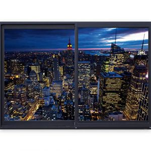 murando &ndash; 3D ILLUSION D'OPTIQUE &ndash; 70x50 cm Papier peint intiss&eacute; &ndash; Tableaux muraux &ndash; D&eacute;co &ndash; Vue depuis la fenetre &ndash; Ville City New York Panorama (murando, neuf)