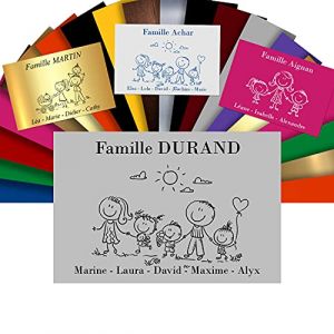 Plaque Boîte aux Lettres Family Personnalisable – Adhésive PVC – Motif Déco de Famille au Choix – 12 x 8 cm (Gris Mat) (GRAVURE ET COMPAGNIE, neuf)