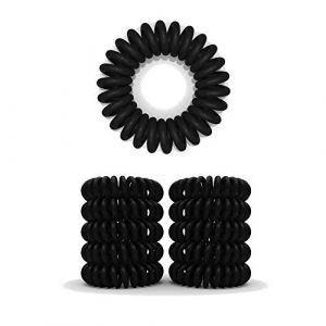 Lot de 10 élastiques cheveux en spirale – Élastiques cheveux spirale - bandeaux cheveux anti-fourches – Idéal pour cheveux fins – Élastiques cheveux câble téléphonique, noir, 3.5 cm (Gerry304, neuf)