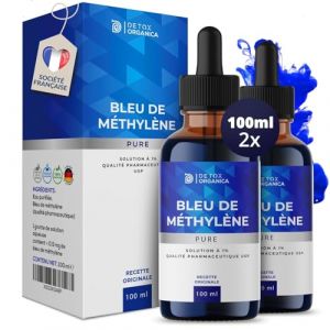 Detox Organica Bleu de Methylene Pur 100ml [ x2 Flacon Pipette - Qualité Pharmaceutique ] Solution aqueuse 1% Premium, 100% USP - Fabriqué, Testé et certifié laboratoire Allemagne (Detox Organica, neuf)
