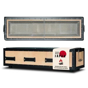 Konro Grill &ndash; Barbecue japonais traditionnel au charbon de bois en diatomite naturelle &ndash; Id&eacute;al pour Yakitori & Yakiniku &ndash; Grill de table compact &ndash; Fait main au Japon &ndash; Grand (77x23x20cm) (The Oriental Shop, neuf)