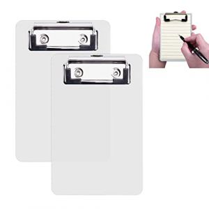 AZWOOD Porte-bloc A6 avec Pince, 2pcs Blanc Mini Clipboard - 10 x 15 cm Format Vertical Planchettes avec Porte-stylo et Système D'accroche Mural pour Bloc-notes, Reçus, Listes de Poches (Huimei EU, neuf)