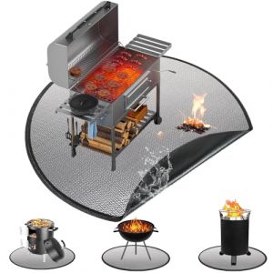 Tapis Barbecue Sol Exterieur,Tapis Ignifuge-La Forme Ronde Mesure 100 CM de Long-Tapis Barbecue Feuille D’Aluminium Simple Face Ignifuge,Tapis Barbecue Sol Résistant au Feu et Aux Taches D’Huile (RUNYI store, neuf)