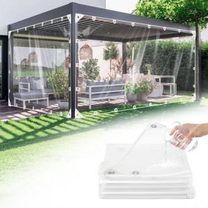GKXLH Bache de Protection Exterieur - Bache Transparente Exterieur en PVC R&eacute;sistant Am&eacute;lior&eacute;, B&acirc;che et R&eacute;sistante au Vent &eacute;paisseur 400 g/m&sup2;, R&eacute;sistant au Gel B&acirc;che imperm&eacute;able pour Le Jardin (4x6m) (HTDirect Store, neuf)