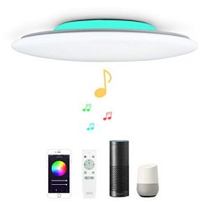 36W Φ40cm Étoilée Plafonnier Led Compatible Amazon Alexa Google Assistant Luminaire Wifi Intelligent Avec Musique Haut Parleur Bluetooth Telecommande Pou Chambre Reglable Dimmable Couleur Changeante (Chysongoods Store, neuf)
