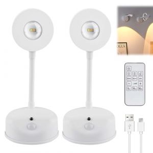 2 Pièces Lampe Murale Sans Fil avec Télécommande, Applique Murale Sans Fil avec 3 Modes d'Éclairage, Eclairage Tableau Rechargeable USB, Lampe Tableau LED pour Placard, Tableau, Miroir, Armoire (annakojisu, neuf)