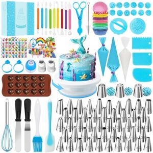 AZOMKER Kit Patisserie, Plateau Tournant Patisserie, Poche a Douille Patisserie, Ustensiles à Pâtisserie, Kit Patisserie Professionnel, Accessoire Patisserie (290 Pièces) (AZOMKER Direct Store, neuf)