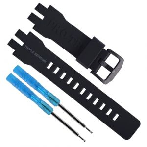 Bracelet de montre de rechange en r&eacute;sine de 20 mm pour Casio Protrek PRG-300 PRW-6000 PRW-6100 PRW-3000 PRW-3100 Accessoires pour homme et femme (boucle noire/noire) (uEmoh FR, neuf)