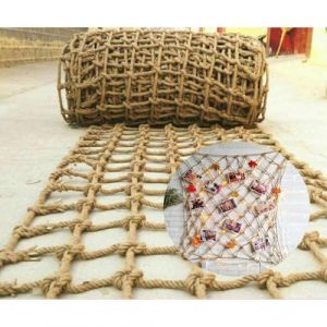 Filet D&eacute;coratif en Corde,Filet en Jute et Chanvre Naturel,Corde de Chanvre de 6 mm D'&eacute;paisseur,Filet de Protection pour Balcons, Escaliers, Cl&ocirc;tures, Jardins et Aires de Jeu(Size:1mx3m(3.2x9.8ft)) (xiansuiyingbaihu, neuf)