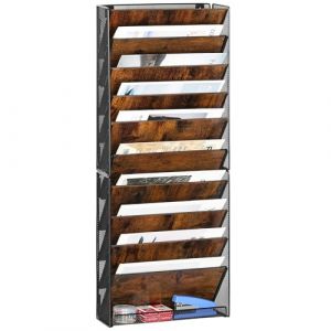 TQVAI Rangement Document Mural, 10 Compartiments Porte Revue Mural Bois Papier A4 Dossier Papeterie Organisateur de Bureau pour Bureau, Maison, &Eacute;cole, Noir/Antique (TQVAI Direct-EU, neuf)